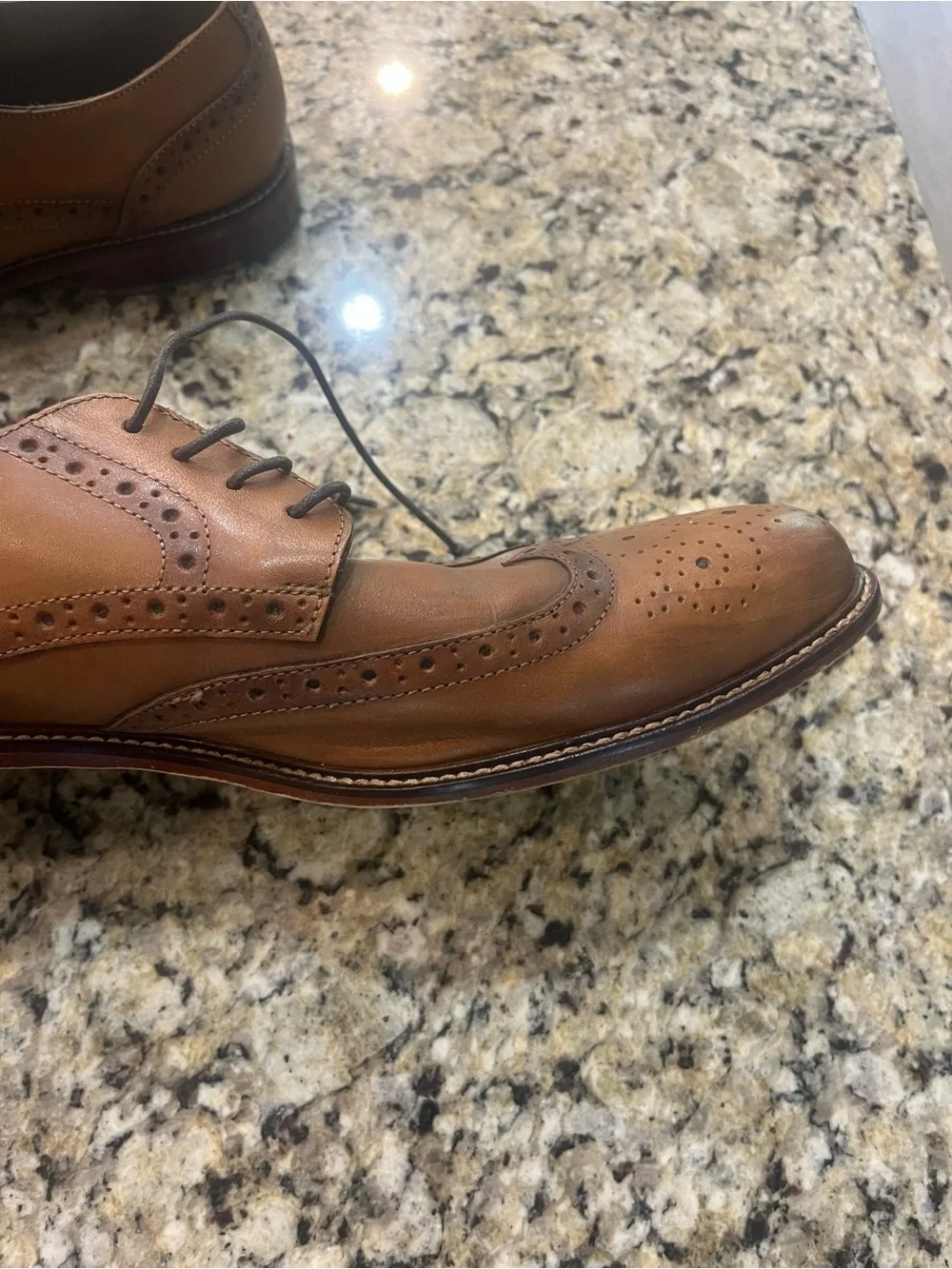 Joseph Abboud Brown Leather Wingtip Derby Oxfords Tie Classic Mens Size 12